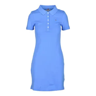 Tommy Hilfiger Short Dresses, female, Blue, Size: 2XS Polo Dress in Cotton Elastane