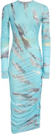 Moschino Kleedjes, Dames, Blauw, XL, Tule, Archive Clouds Tulle Jurk
