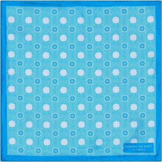 Robert Talbott York Geo Herringbone Pocket Square in Blue at Nordstrom