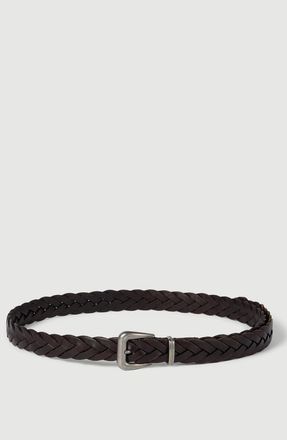 Brunello Cucinelli Braided leather belt with monili in Brown at Nordstrom, Size Xx-Small