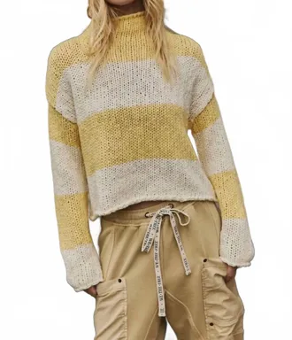 Free People Opal Rollneck Knit Stripe Sweater In Yellow