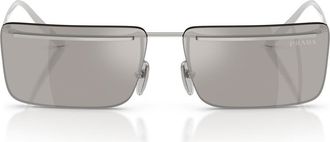 Prada 60mm Rectangular Sunglasses in Silver /Light Grey Silver at Nordstrom