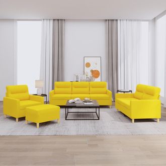 vidaXL Vidaxl - Juego De Sof&aacute;s Con Cojines 4 Piezas Tela Amarillo Claro