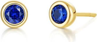 Lafonn Bezel Simulated Birthstone Stud Earrings in Blue at Nordstrom
