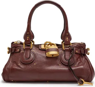 Chloé Paddington Grained Leather Shoulder bag - Dark Brown - One Size