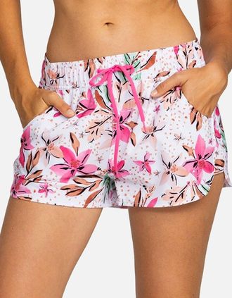 Roxy Womens Roxy Womens Roxy Wave Printed 2 Swim Swimming Boardshorts - White Happy Tropical Swim - Size: S