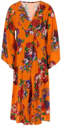 Moschino Womens Floral-Printed Jersey Dress Orange Viscose