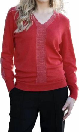 Marble Scotland V-Neck Long Sleeve Sweater In Red