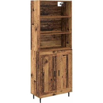 vidaXL Highboard Old Wood 69.5 x 34 x 180 cm Engineered Wood and Glass vidaXL