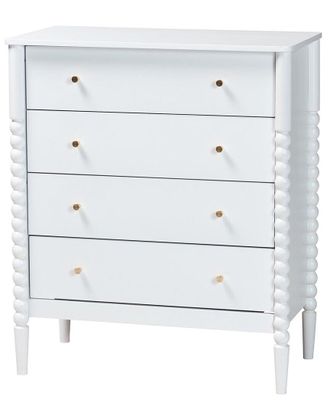 Baxton Studio Lucera Mid-Century Bobbin Wood 4-Drawer Chest