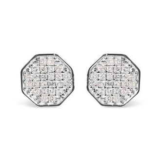 House of Brilliance 10K White Gold 7/8 Cttw Princess Diamond Composite Octagon Shaped Stud Earrings at Nordstrom