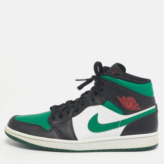 Air Jordan s Multicolor Leather Jordan 1 Mid Green Toe Sneakers