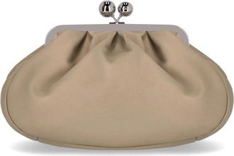 Max Mara Tassen, Dames, Beige, ONE Size, Leer, Pasticcino Cubico Medium Clutch Bag