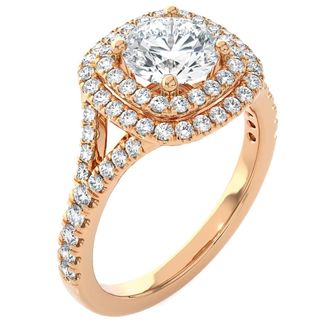 Pompeii3 Certified 2 1/5Ct Cushion Halo Diamond Engagement Ring 14k Gold Lab Grown