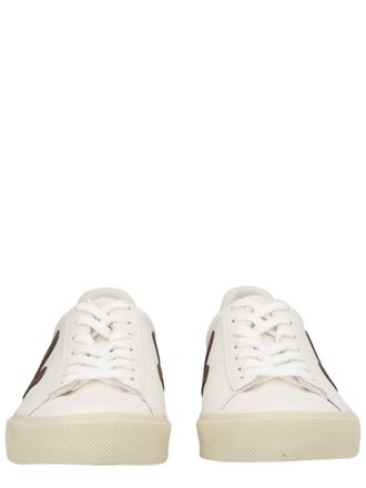 Veja White Leopard-Print Accent Low-Top Sneakers