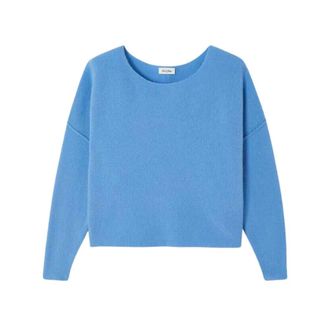 American Vintage Damsville Trui - Dames - Ronde hals truien - Blauw - M/L - Wol - Truien & Vesten