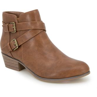 Esprit Tracey Double Buckle Bootie in Cognac Pu at Nordstrom Rack, Size 8.5