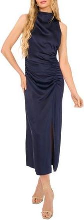 Parker The Ayla Ruched Satin Midi Dress in Classic Navy Blue at Nordstrom Rack, Size 16
