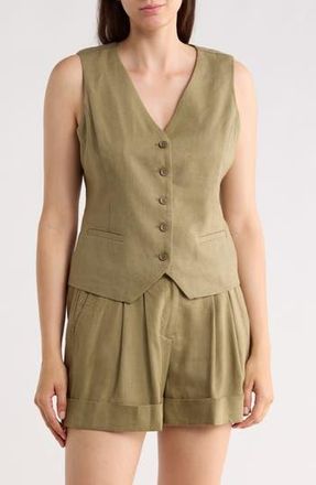 DKNY Linen Blend Vest in Light Fatigue at Nordstrom Rack, Size Xx-Small
