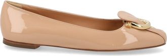 Ferragamo Gancini Calf Leather Glossy Flats