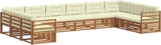vidaXL Juegos De Sof&aacute;s 3 Uds. Natural Y Crema Madera De Acacia S&oacute;lida Vidaxl