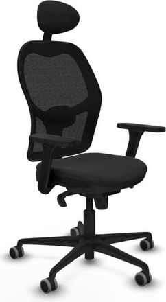 Piqueras y Crespo Piqueras Y Crespo - Jorquera Sincro Malla Negra Similpiel Negro Brazos 3d Base Nailon Cabecero Fijo Ruedas 65mm Engomada