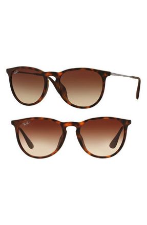 Ray-Ban Erika 54mm Gradient Round Sunglasses in Tortoise/Silver at Nordstrom