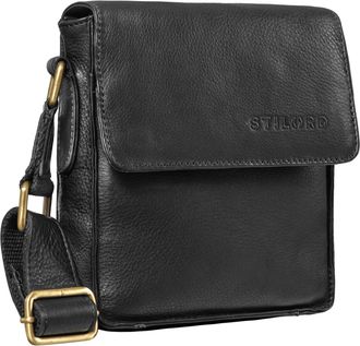 STILORD Nate Messenger Bag Leather Small For Men Vintage Cross Body Suitable for 7 Inch Tablets Satchel Genuine Leather, Colour:black