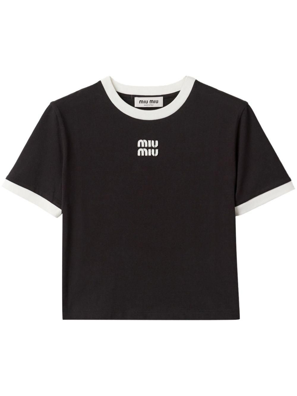 MIU MIU アイボリーコットンTシャツ White Cotton Jersey T-shirt | Miu Miu