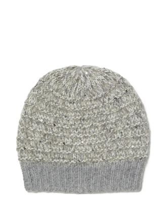 PESERICO sequin-embellished ribbed hat - Grey