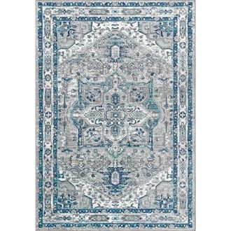 Jonathan Y Designs Modern Persian Vintage Medallion Area Rug in Blue/light Gray at Nordstrom, Size 2Ft 0In X 8Ft 0In