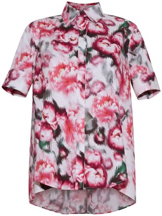 Adam Lippes Trapeze floral-print shirt - women - Cotton/Elastane - 4 - White