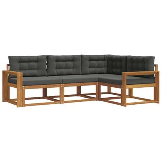 vidaXL Conjunto De Sof&aacute;s De Exterior 4 Pcs Natural Y Antracita Vidaxl