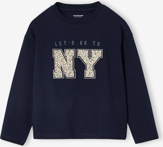 Vertbaudet Shirt mit Buchstaben-Applikation Mädchen marine