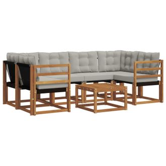 vidaXL Conjunto De Sof&aacute;s De Exterior 7 Pcs Gris Natural Y Claro Vidaxl