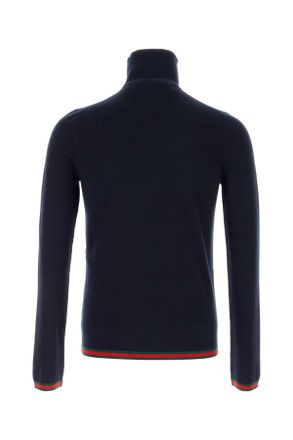 Gucci Mens Midnight Blue Cashmere Sweater Black Exterior: Maglieria