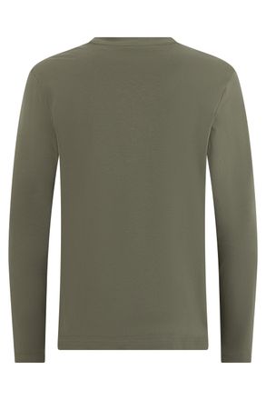 HUGO BOSS Mens Long-Sleeve Cotton T-Shirt Green Open T-Shirts And Polos