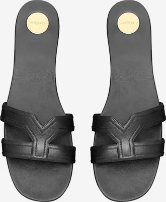 Saint Laurent Womens Leather Sandals Black Calf
