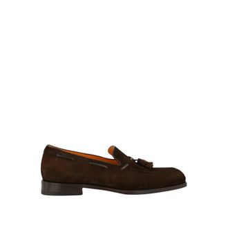 Santoni Schoenen, Heren, Bruin, 43 EU, Su&egrave;de, Su&egrave;de en leren loafers met kwastjes