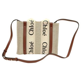 Chlo&eacute; Chlo&eacute; Small Woody Tote Bag in beige katoenen canvas