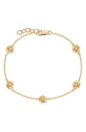 Made by Mary Cubic Zirconia Birthstone Flower Station Bracelet in Gold July at Nordstrom, Size 7
