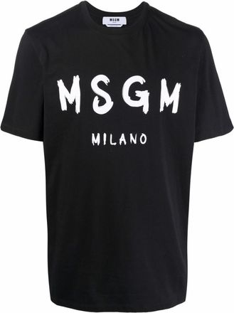 Msgm Black Logo-print Cotton T-shirt