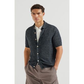 Brunello Cucinelli Knit shirt in Lignite Grey at Nordstrom, Size 50 It