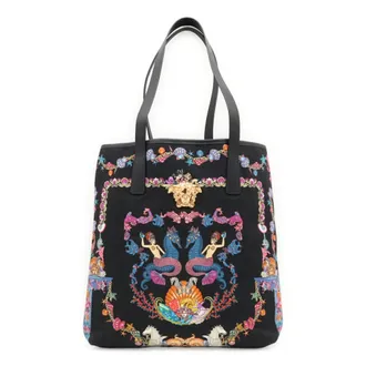 Versace Black Multi-Color Canvas Tote Bag (Pre-Owned)