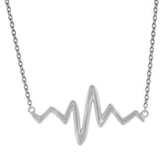 LuvMyJewelry Heartbeat Spark 0.01 Ct Diamond Necklace in 925 Sterling Silver