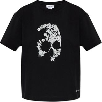 Alexander McQueen Lace Skull T-shirt - Dames - T-shirts - Zwart - M - Katoen - Tops