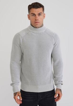 Siksilk Mens Grey High Neck Sweater XXL