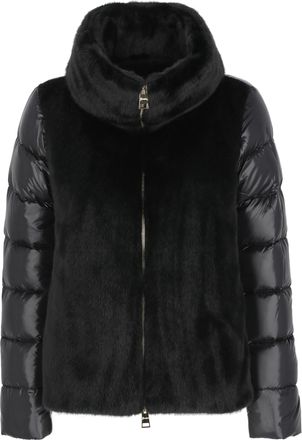 Herno Black Faux Fur Accent Quilted Down Jacket