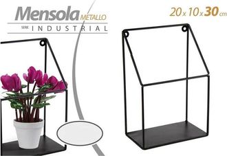 Trade Shop Trade Shop - Mensola Bacheca Parete Metallo Classico Moderno Industrial 20x10x30cm Nero 822247