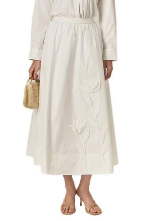 English Factory Floral Appliqu&eacute; Skirt in White at Nordstrom, Size X-Small